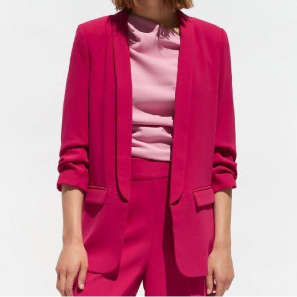 ZARA - Hot Pink Blazer with Turn-Up Sleeve
